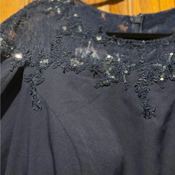 JJs House Elegant Long Sleeve Gray Dress with Cape - Picture 13 of 13